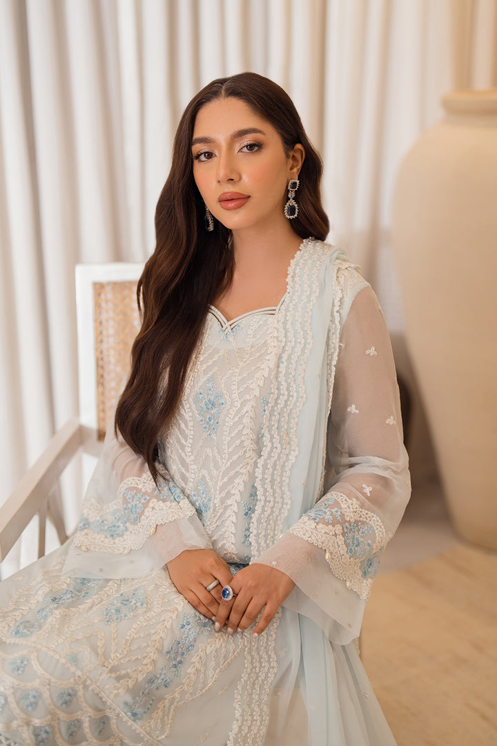 Azure | Ensembles Embroidered Formals | Ocean Whisper L Light Blue Chiffon