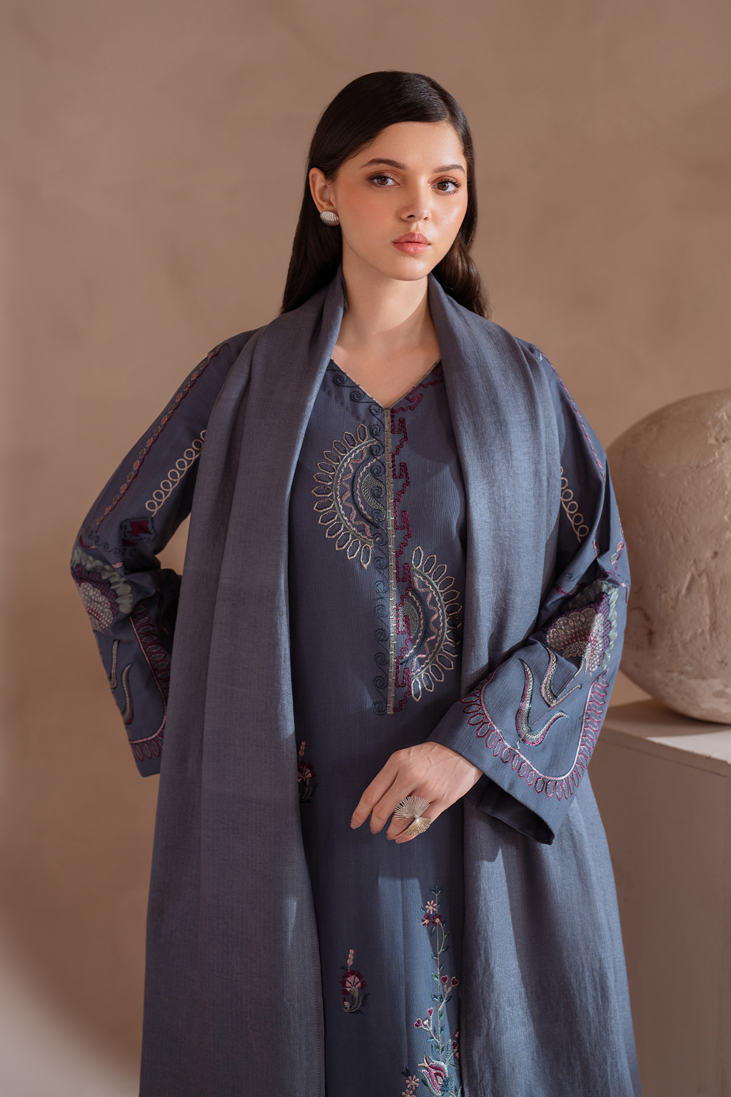 Iznik | Exclusive Winter | UE-360 L Blue Gray Khaddar