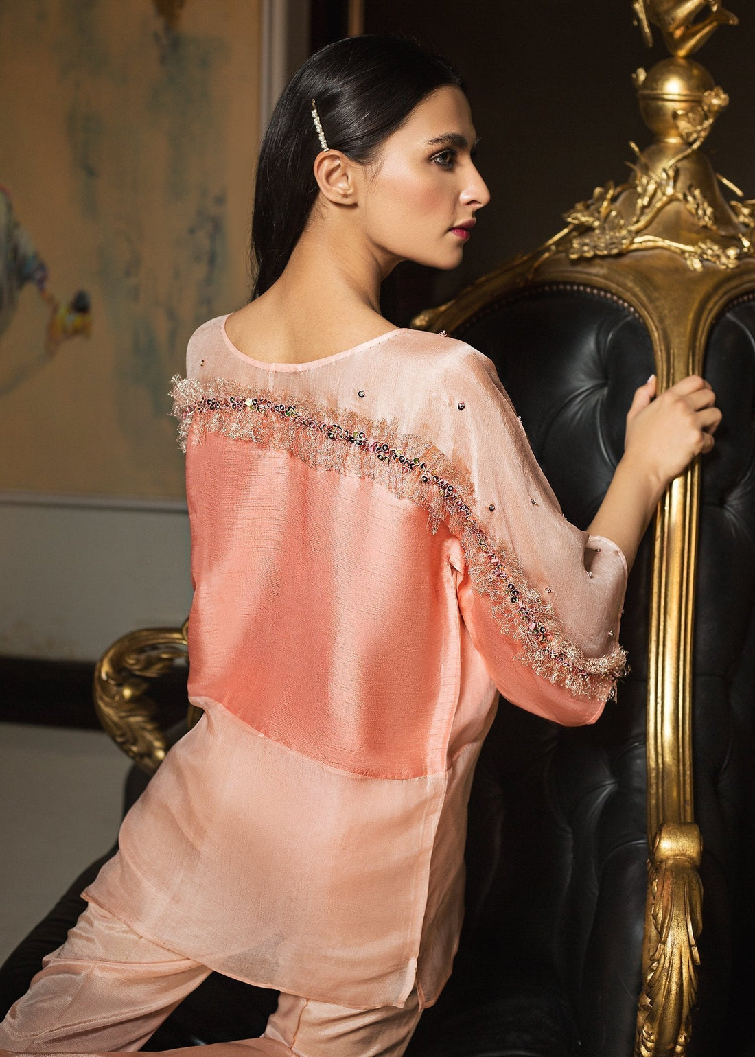 Hana | Serendipity Ready to Wear | Peach Ripple XS Peach Raw Silk