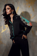 Wardha Saleem | Luxury Pret Fusion Wear | RANA XL Black Silk