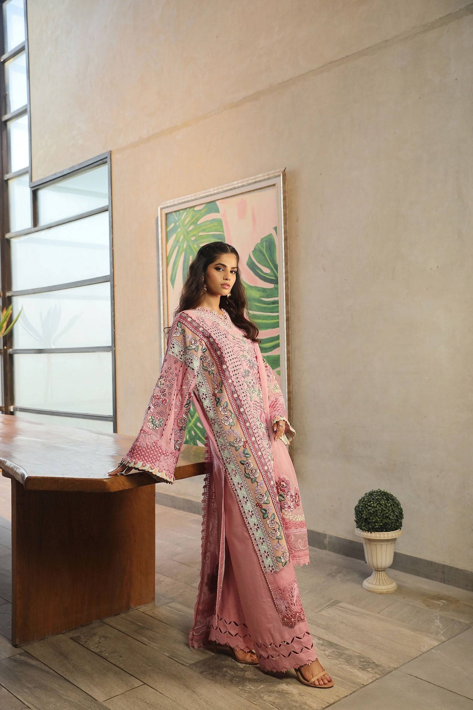 Maryam Hussain | Luxury Lawn 24 | CORAL - Pakistani Designer Dress - by Maryam Hussain | Type: Luxury - 100% Original at Saira Sultan