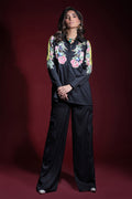 Wardha Saleem | Luxury Pret Fusion Wear | ONYX CORD-SET (2PC) XL Black Silk