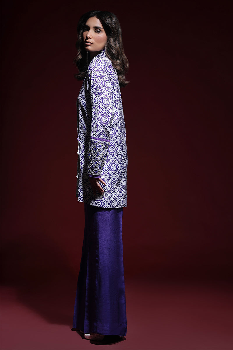Wardha Saleem | Luxury Pret Fusion Wear | SAPHIR FORMAL CORD-SET (2PC) XS Purple Silk