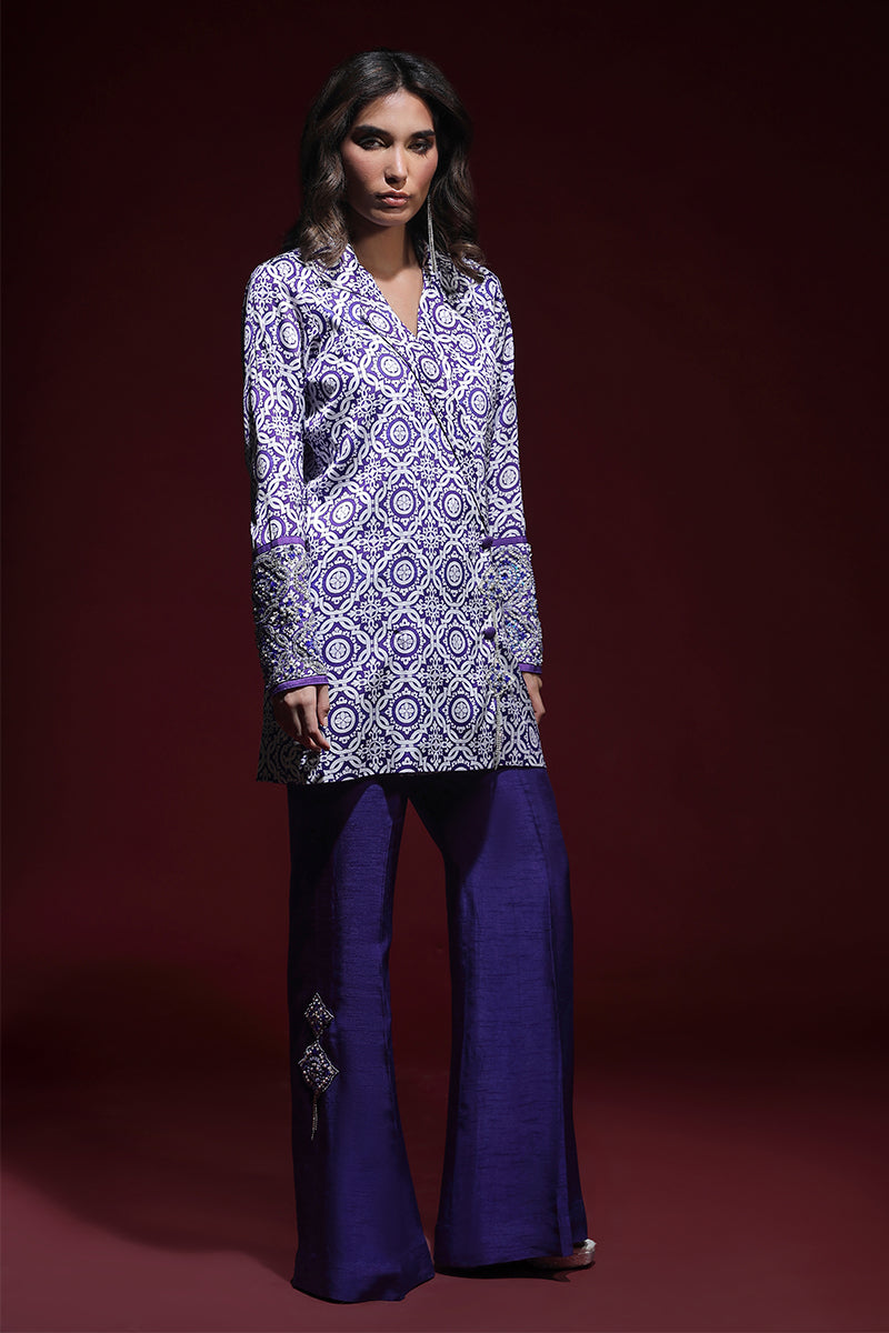 Wardha Saleem | Luxury Pret Fusion Wear | SAPHIR FORMAL CORD-SET (2PC) XL Purple Silk
