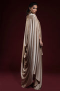 Wardha Saleem | Luxury Pret Fusion Wear | SAHARA DRAPE WITH PANTS (2PC) S Beige Silk