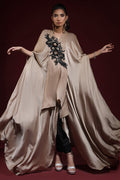Wardha Saleem | Luxury Pret Fusion Wear | SAHARA DRAPE WITH PANTS (2PC) XL Beige Silk