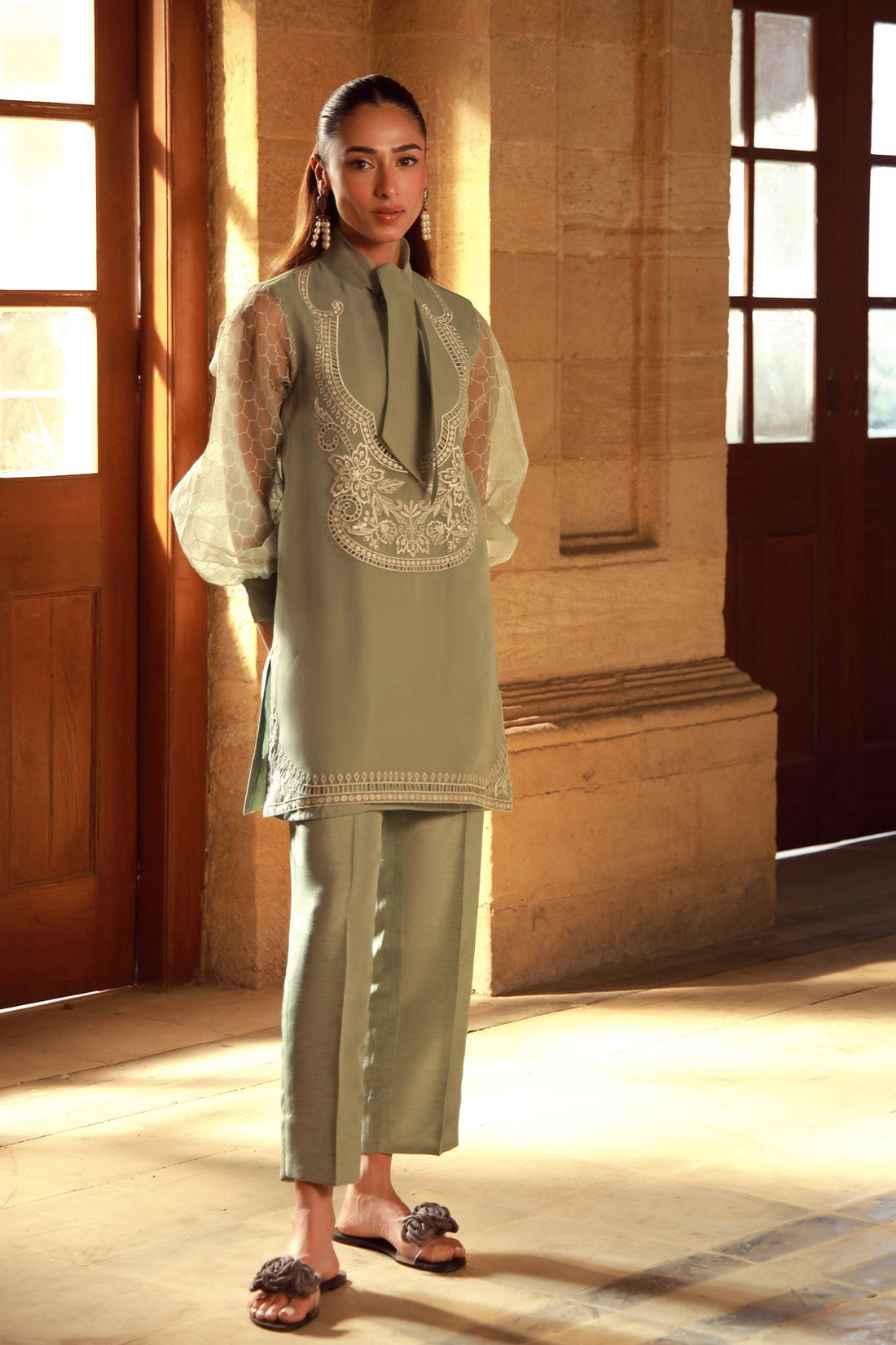 Sahar | Luxe Pret 25 | Olive Garden S Sage Organza