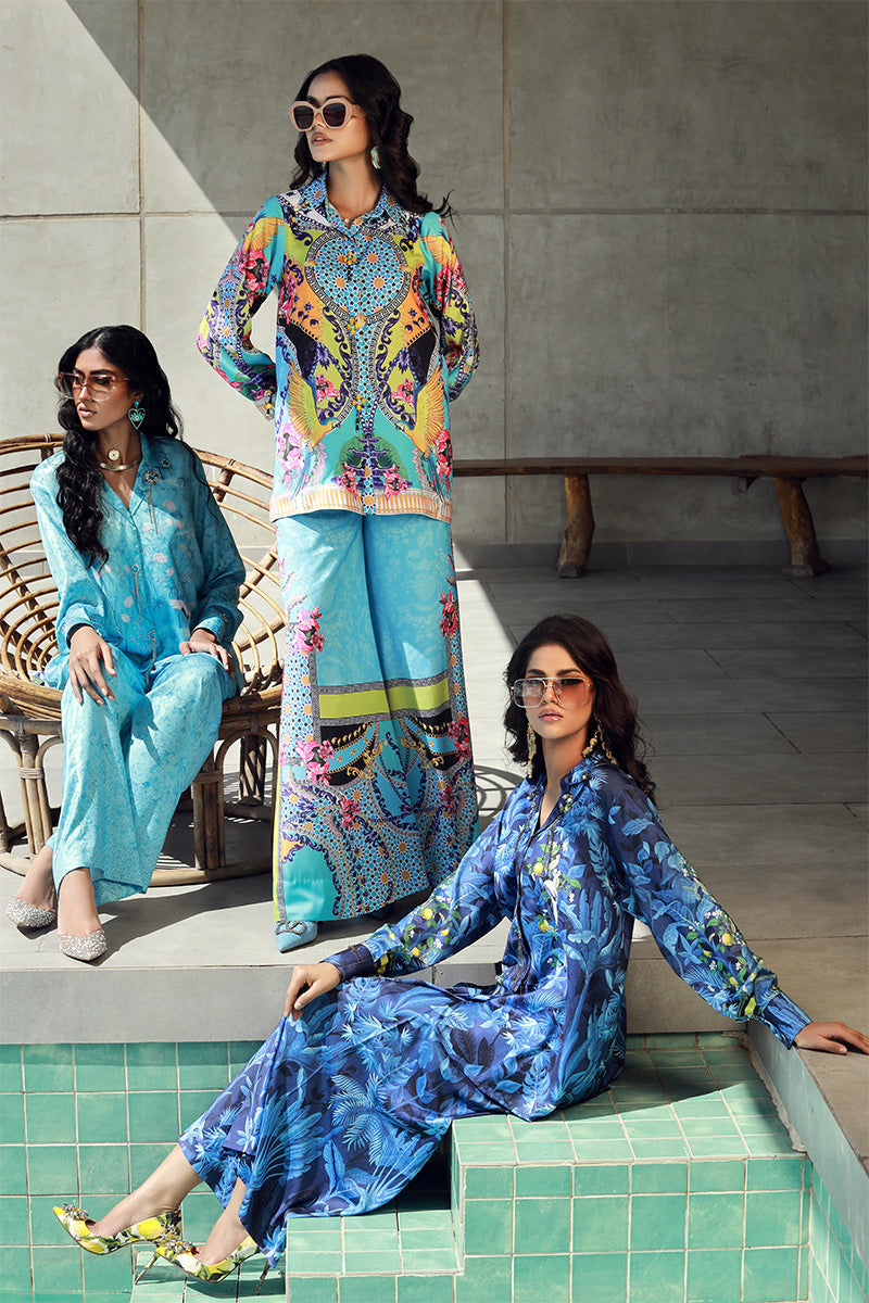 Wardha Saleem | Luxury Pret Fusion Wear | SKYE (2PC) M Aqua Silk