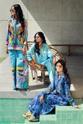 Wardha Saleem | Luxury Pret Fusion Wear | FLORA (2PC) L Blue Silk