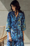 Wardha Saleem | Luxury Pret Fusion Wear | FLORA (2PC) XL Blue Silk