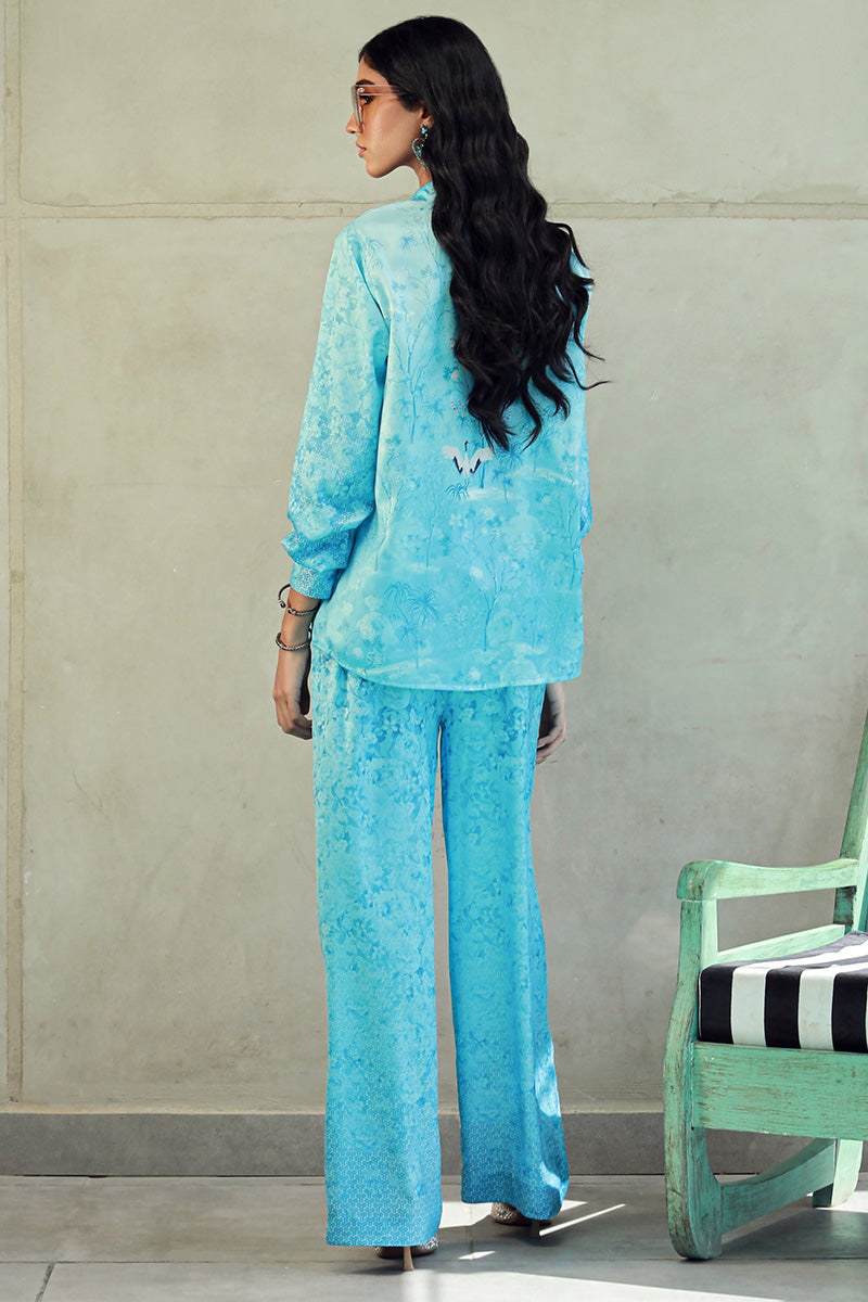 Wardha Saleem | Luxury Pret Fusion Wear | SKYE (2PC) XS Aqua Silk