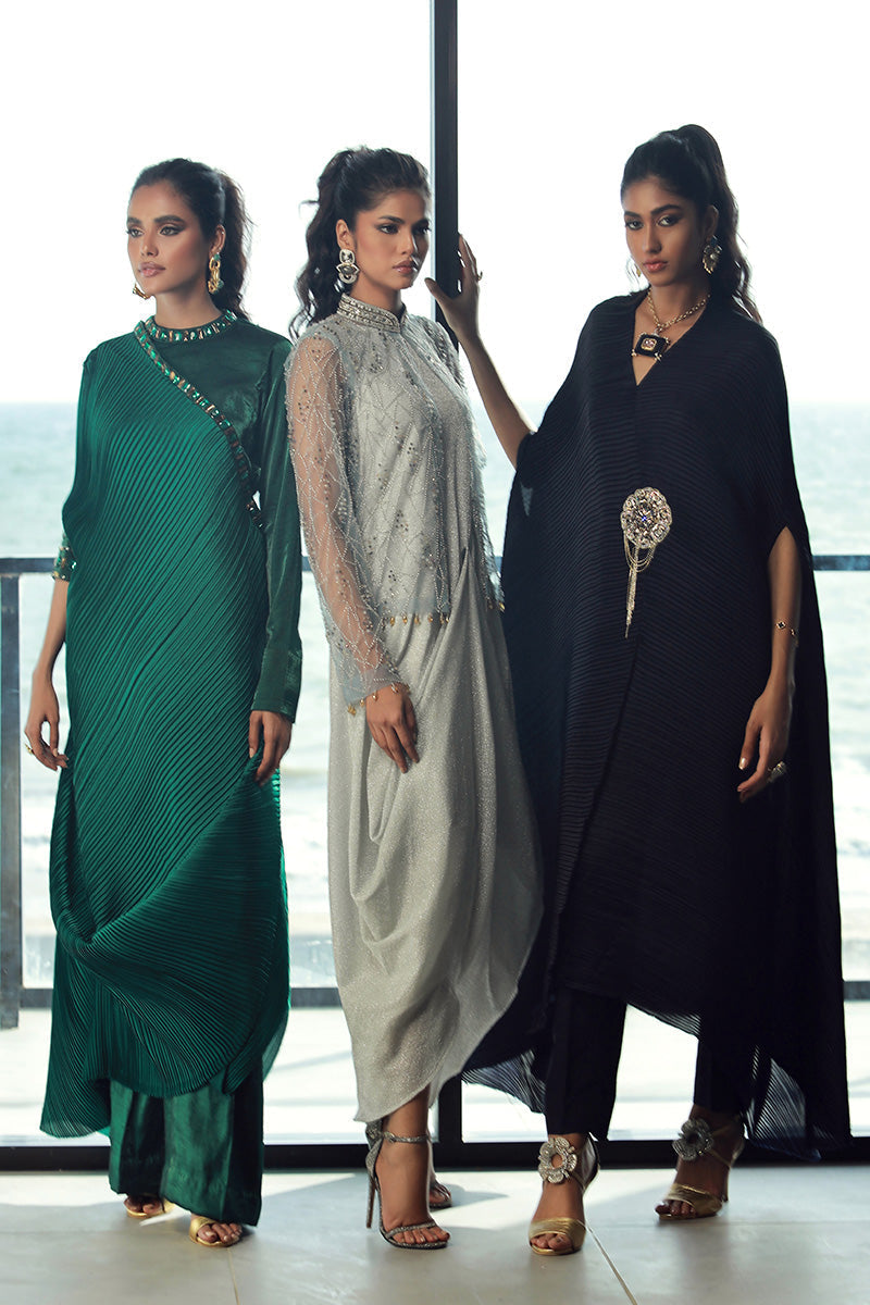 Wardha Saleem | Luxury Pret Fusion Wear | SIERRA (2PC) XS Emerald Green Silk