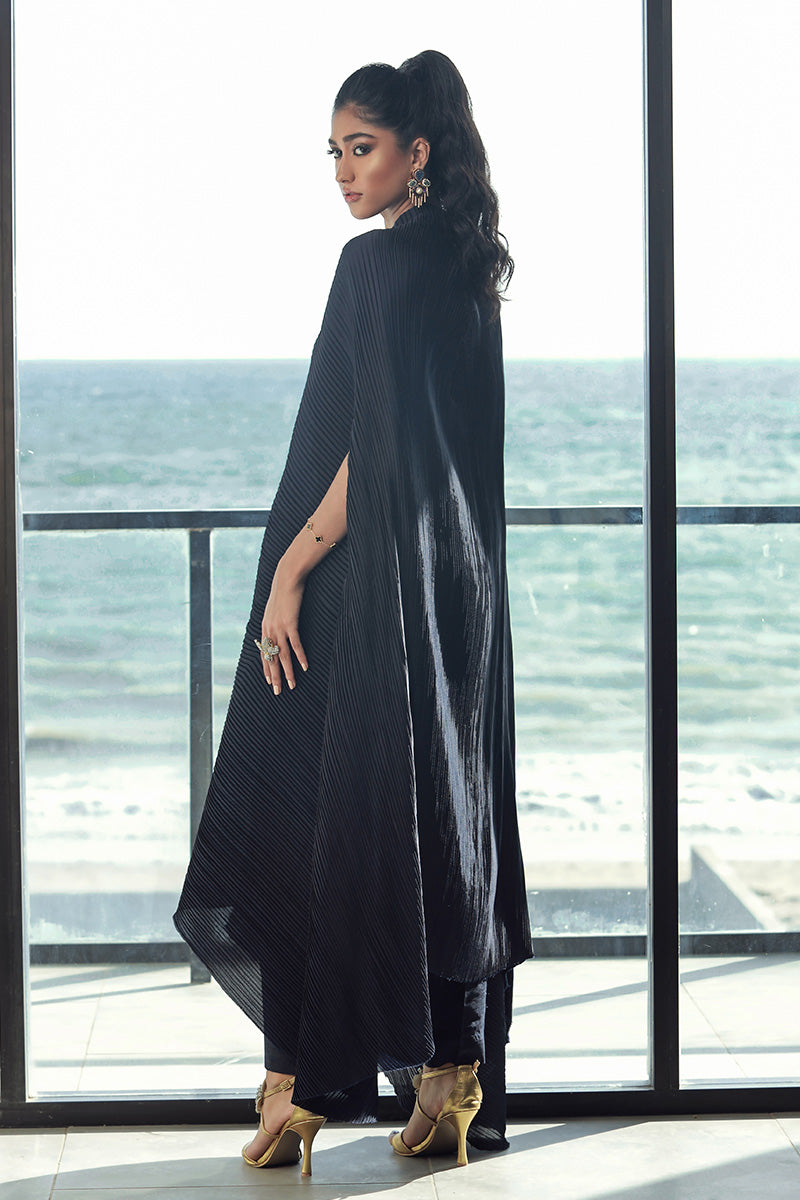 Wardha Saleem | Luxury Pret Fusion Wear | NAOMI (2PC) XS Navy Blue Silk