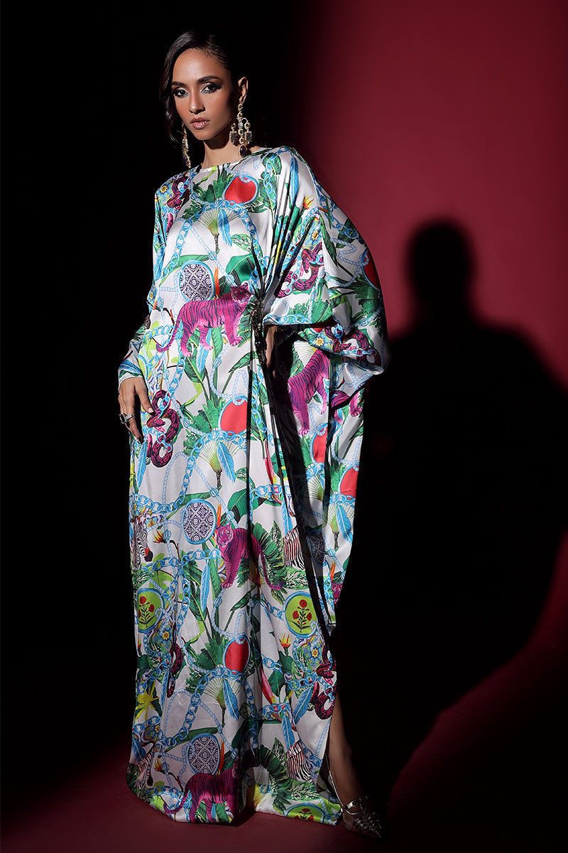 Wardha Saleem | Luxury Pret Fusion Wear | EDEN DRAPE (1PC) M White Silk