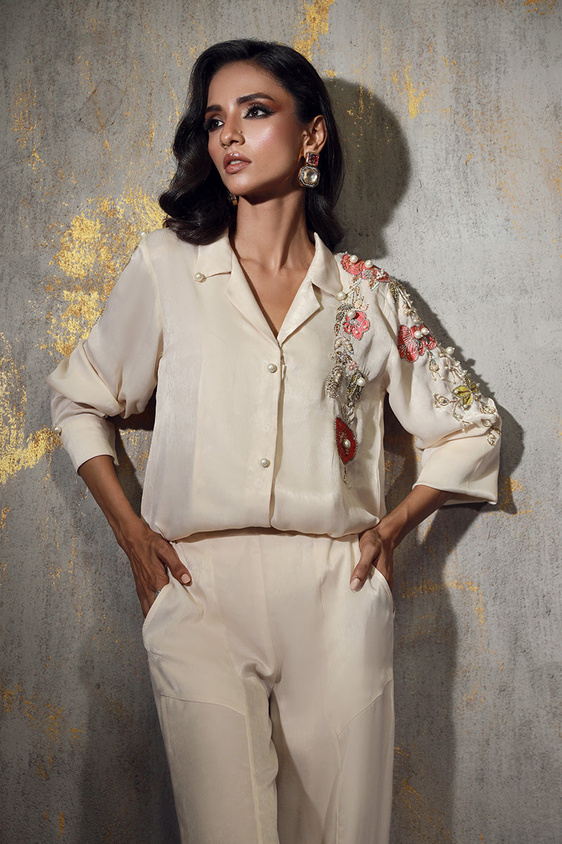 Wardha Saleem | Luxury Pret Fusion Wear | NIRA L Off White Silk