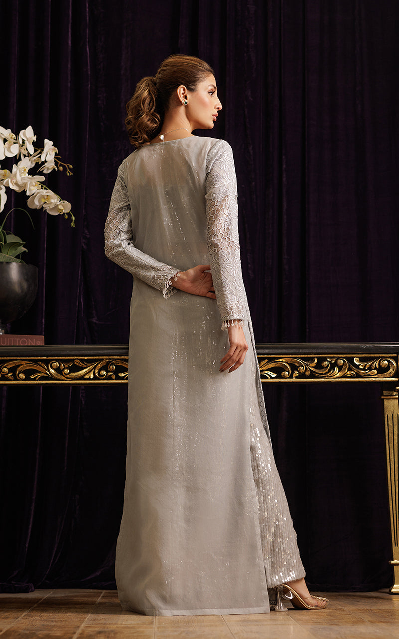 Threads and Motifs | Formal Dresses 25 | Organza Embroidered Jacket - Pakistani Designer Dress - by Threads and Motifs - Type : Ladies Clothes - 100% Original at Saira Sultan