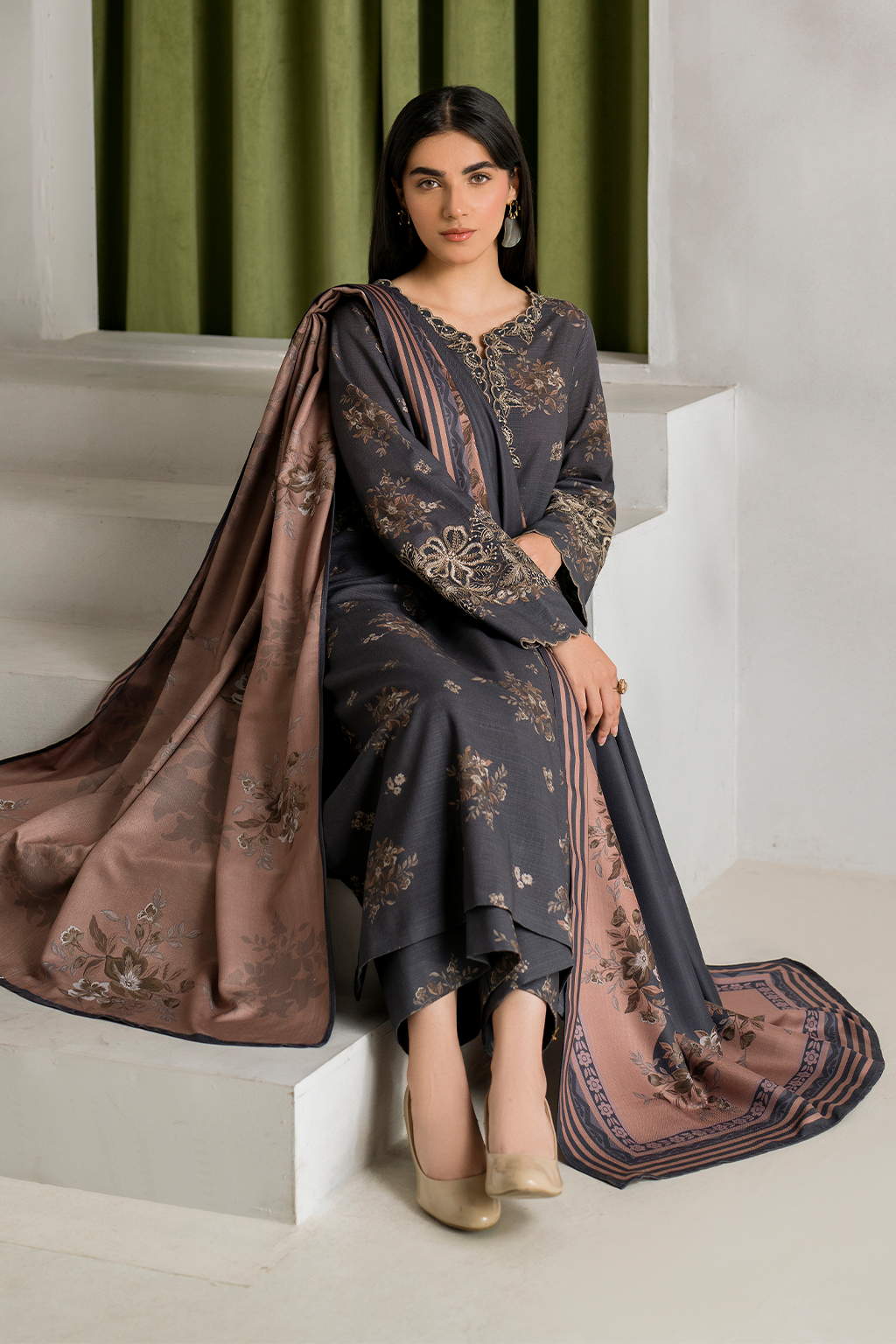 Iznik | Exclusive Winter | UE-358 XL Gray Slub Khaddar