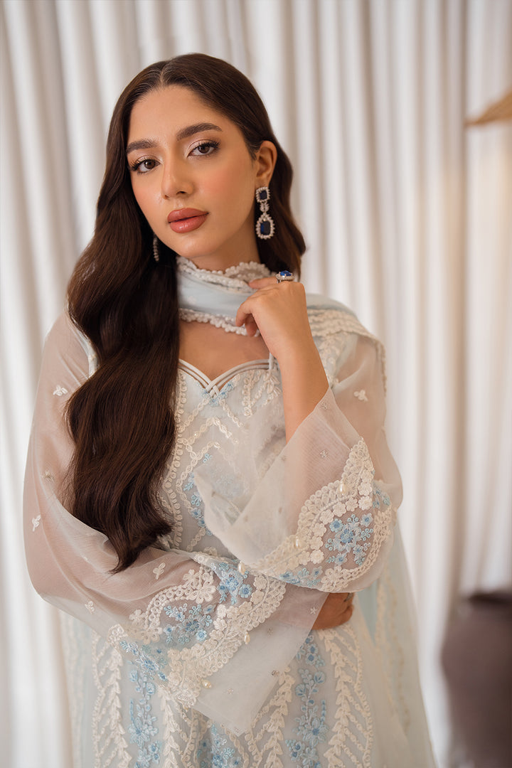 Azure | Ensembles Embroidered Formals | Ocean Whisper M Light Blue Chiffon