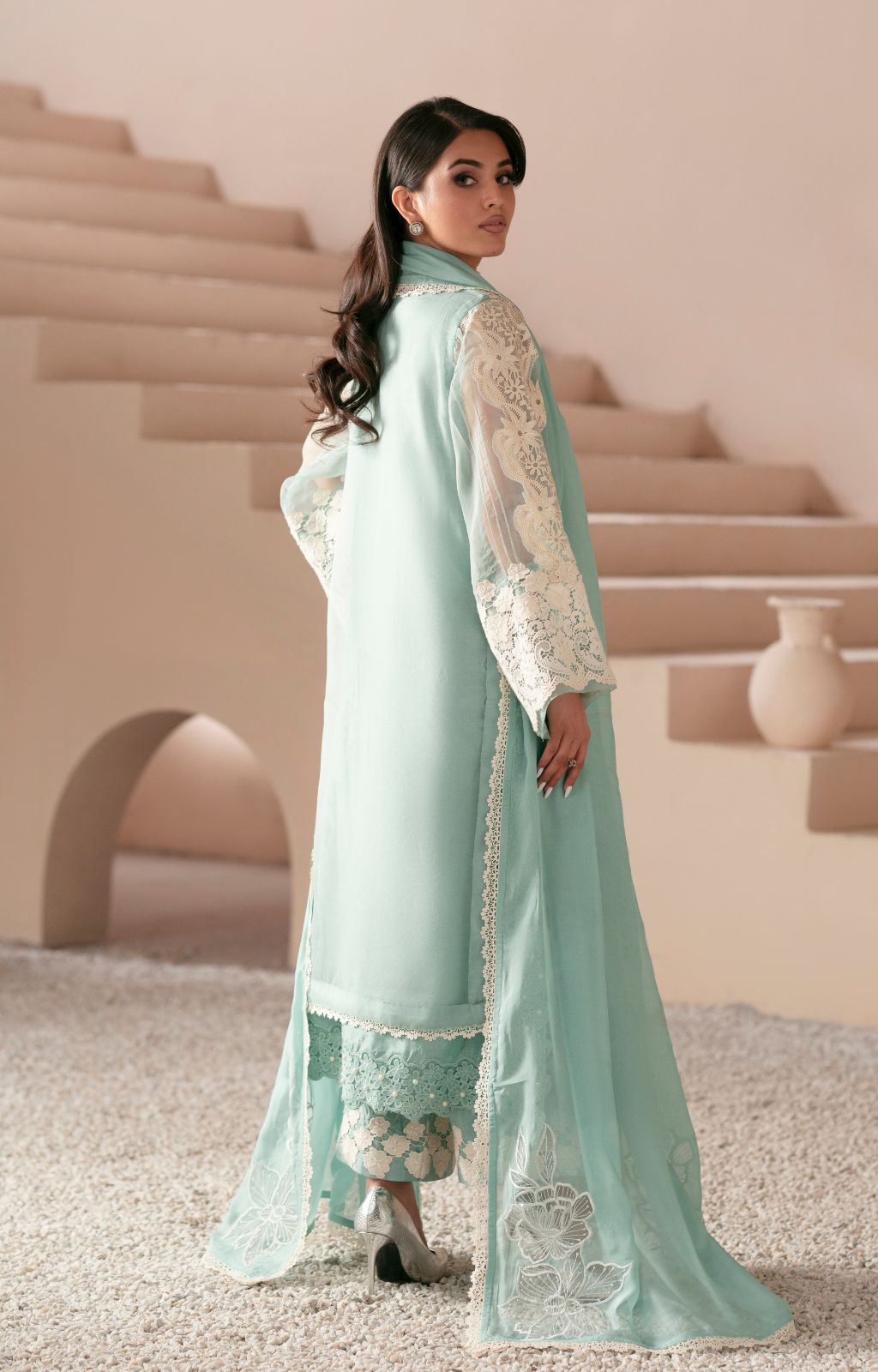 Ajr Couture | Symphony Luxe Festive 25 | Ember S Aqua Organza