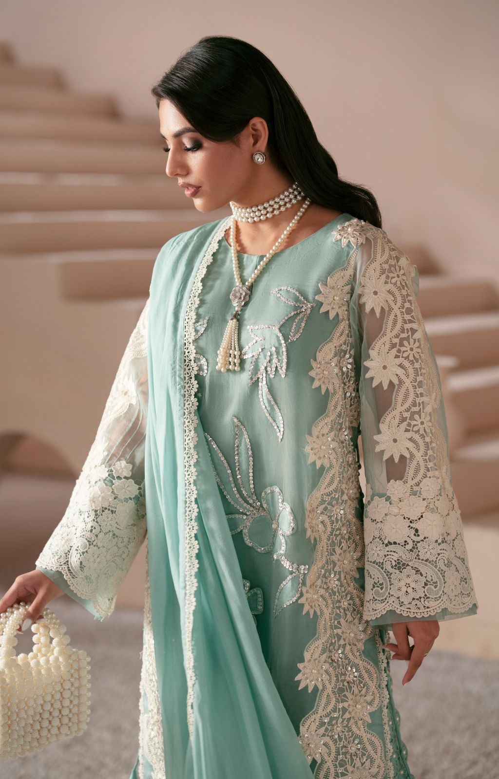 Ajr Couture | Symphony Luxe Festive 25 | Ember L Aqua Organza