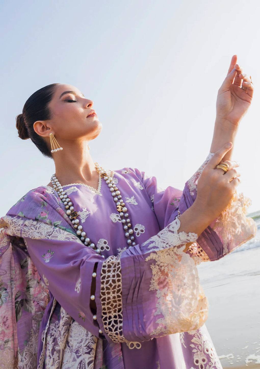 Elaf Premium | Hai Kuch Festive Lawn 24 | EHK-02A Banafsha - Pakistani Designer Dress - by Elaf Premium | Type: Luxury - 100% Original at Saira Sultan
