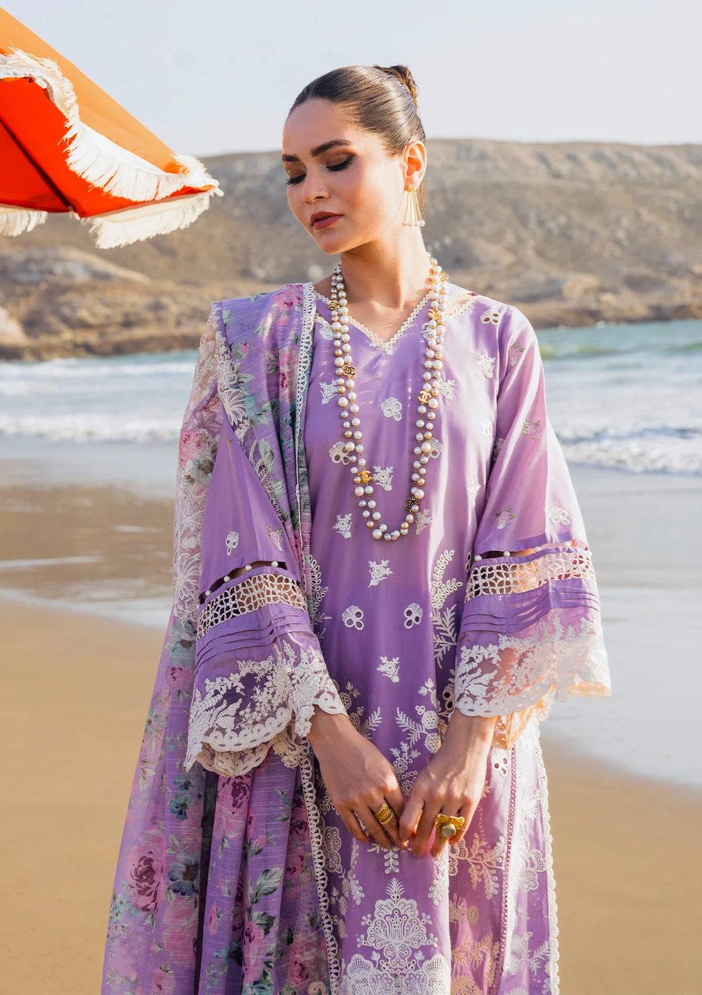 Elaf Premium | Hai Kuch Festive Lawn 24 | EHK-02A Banafsha - Pakistani Designer Dress - by Elaf Premium | Type: Luxury - 100% Original at Saira Sultan
