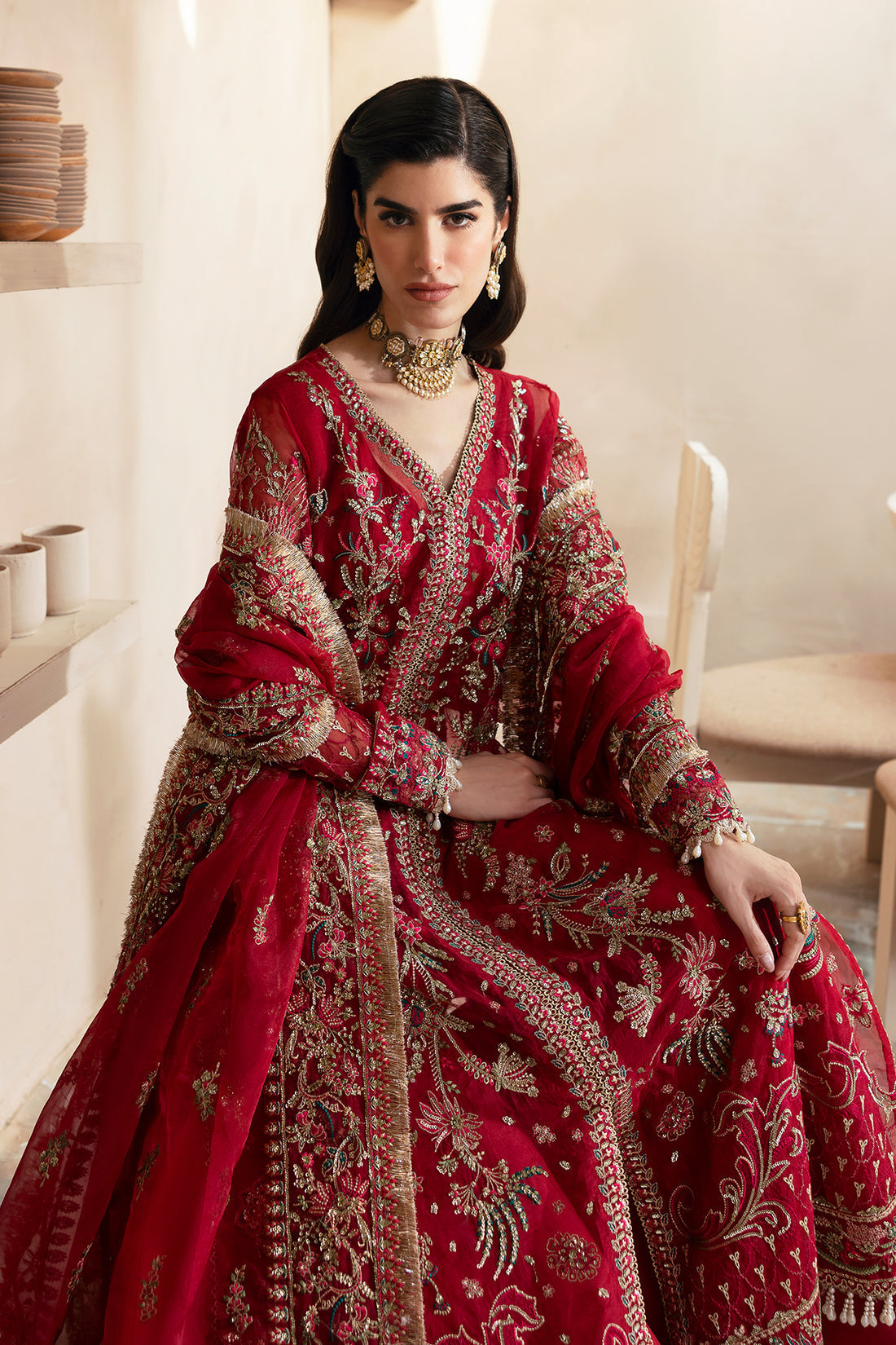 Emaan Adeel | Clay Couture | CARMINE Custom Size Crimson Organza