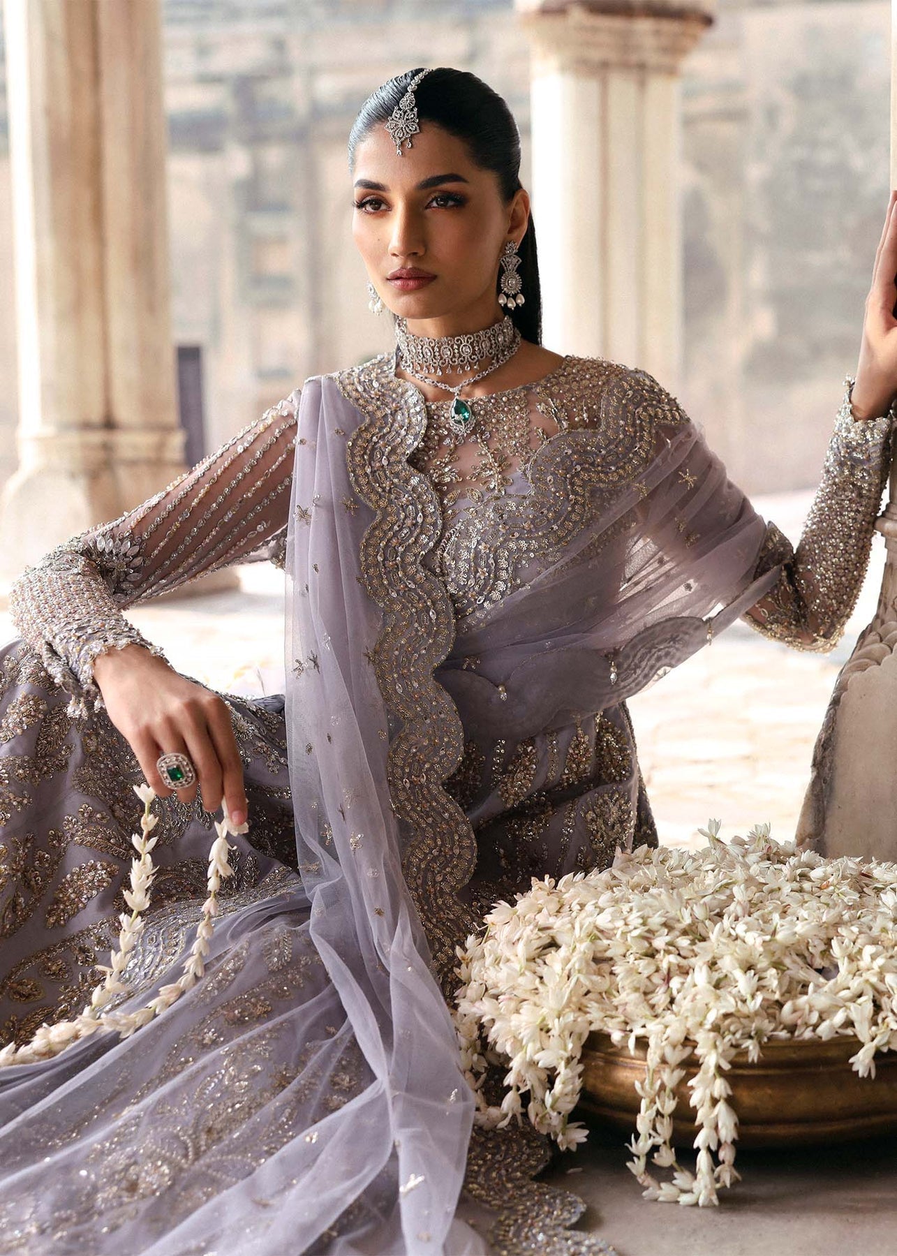 Akbar Aslam | Rajkumari Bridals | Raniyat XL Light Lavender Net