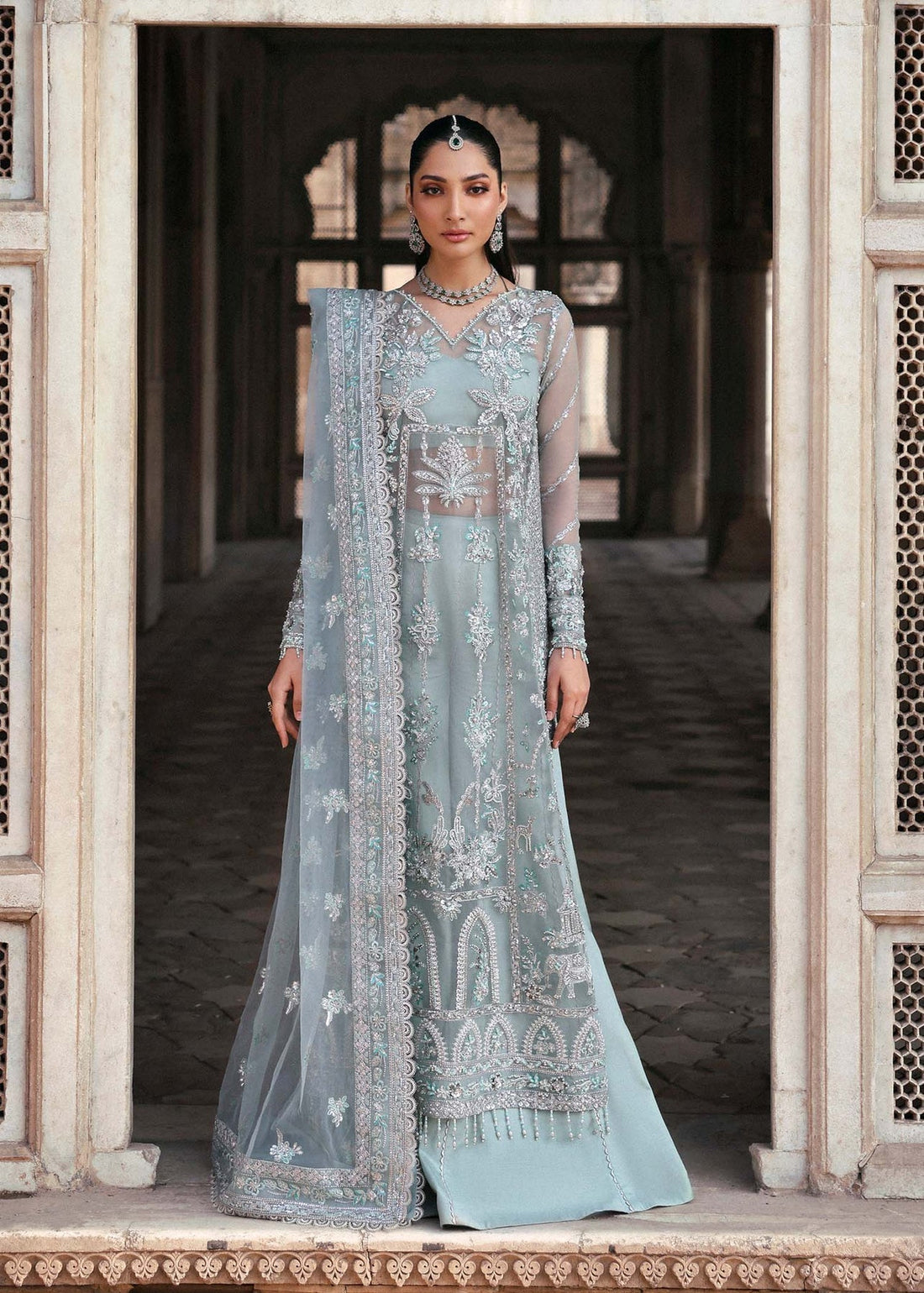 Akbar Aslam | Rajkumari Bridals | Mahrosh XS Ice Blue Organza
