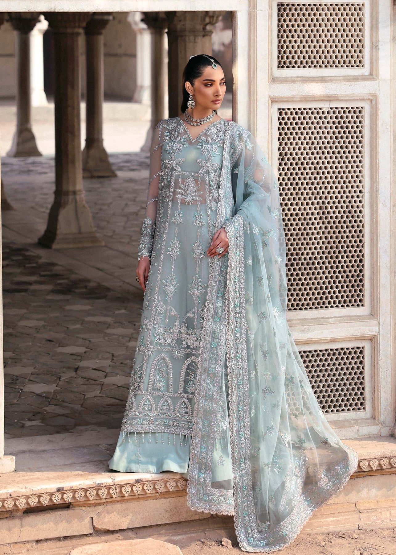 Akbar Aslam | Rajkumari Bridals | Mahrosh XL Ice Blue Organza