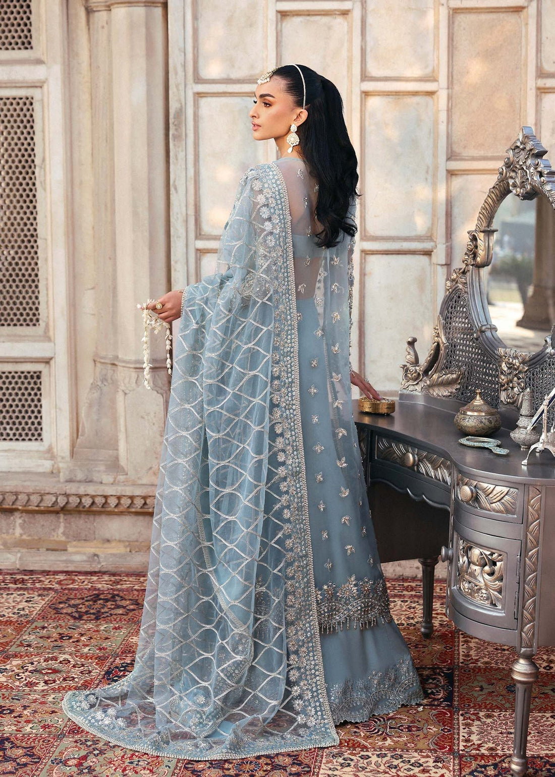 Akbar Aslam | Rajkumari Bridals | Shazmin XS Blue Gray Organza