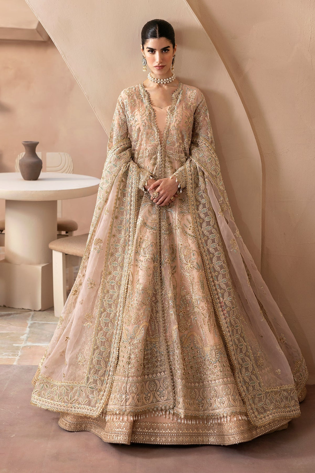Emaan Adeel | Clay Couture | DYNASTIA XS Beige Organza