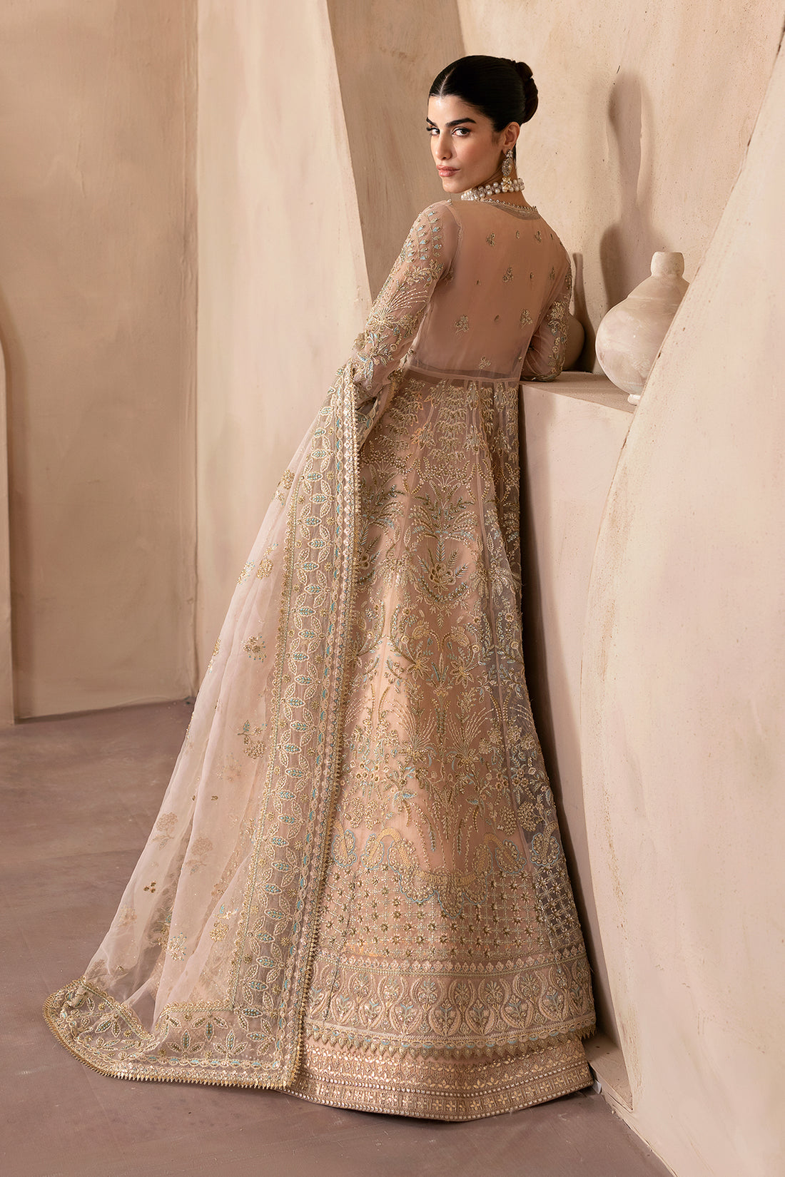 Emaan Adeel | Clay Couture | DYNASTIA XS Beige Organza