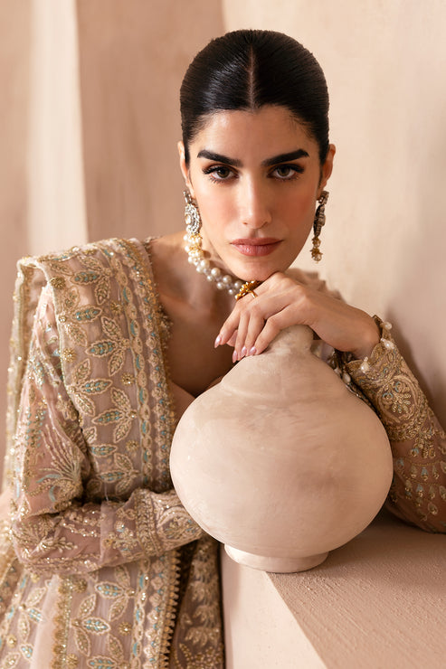 Emaan Adeel | Clay Couture | DYNASTIA M Beige Organza