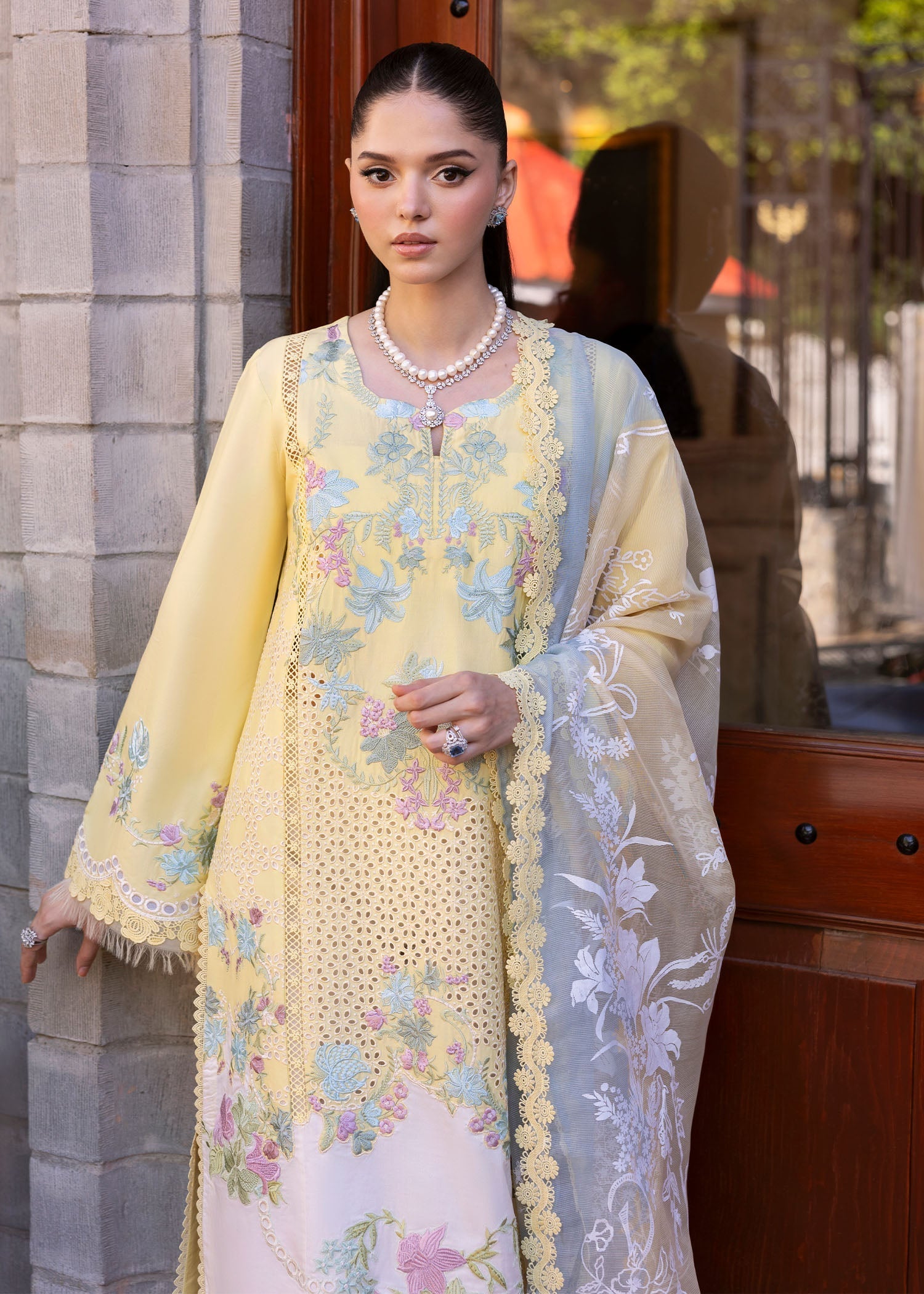 Saira Shakira | Bloom Lawn 25 | LOTUS REVERIE 4-A L Lime Yellow Lawn