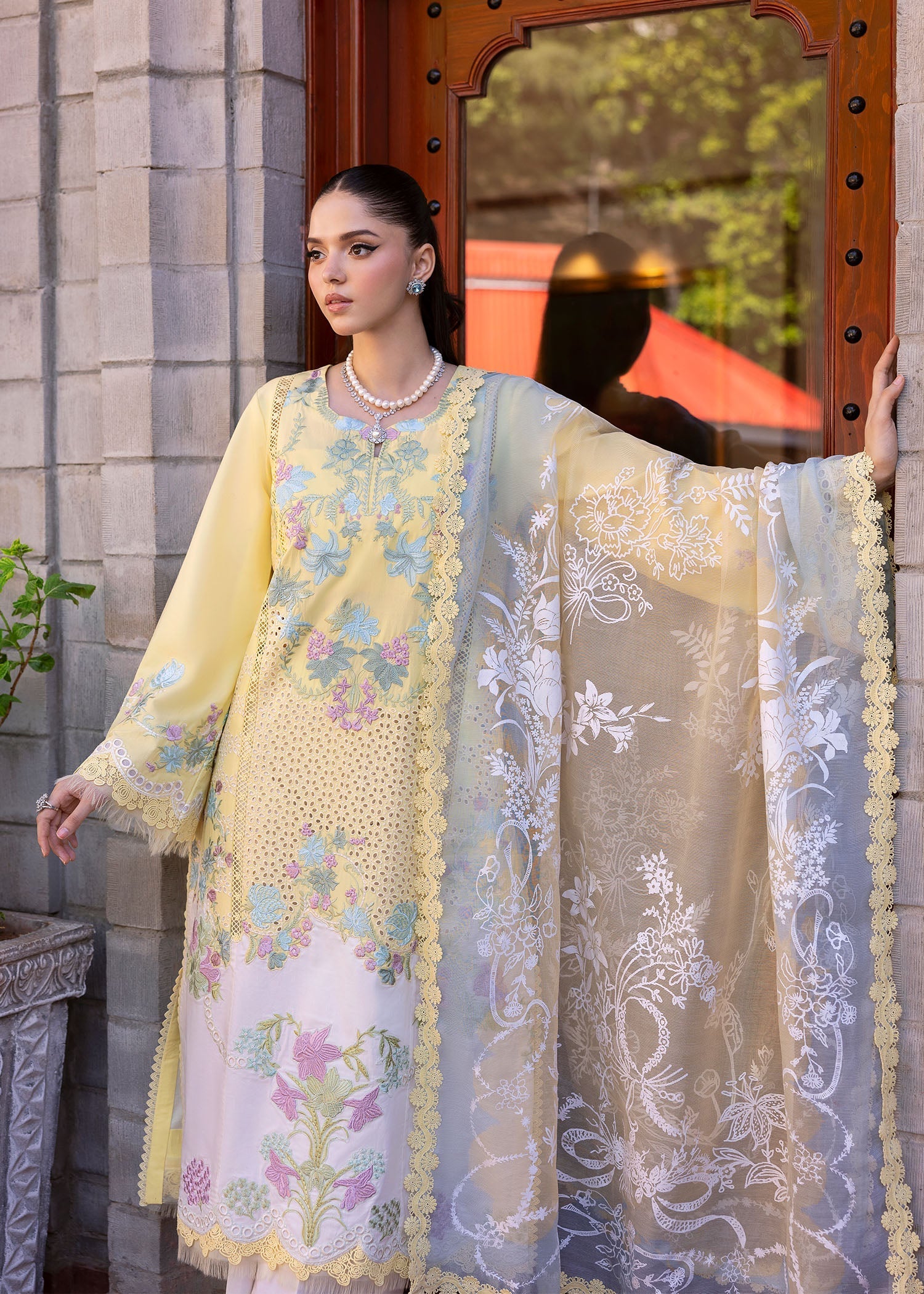 Saira Shakira | Bloom Lawn 25 | LOTUS REVERIE 4-A M Lime Yellow Lawn