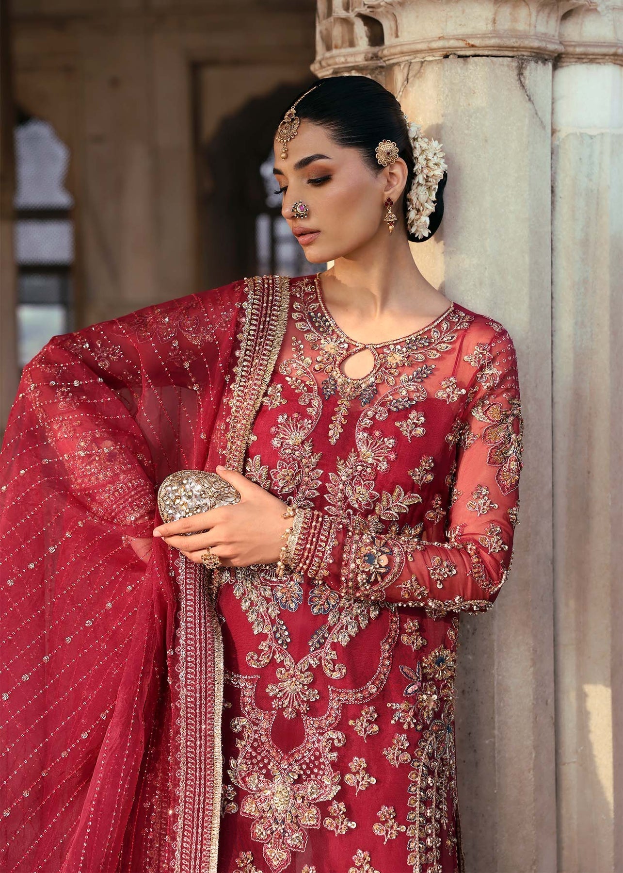 Akbar Aslam | Rajkumari Bridals | Gulrukh Custom Size Maroon Organza