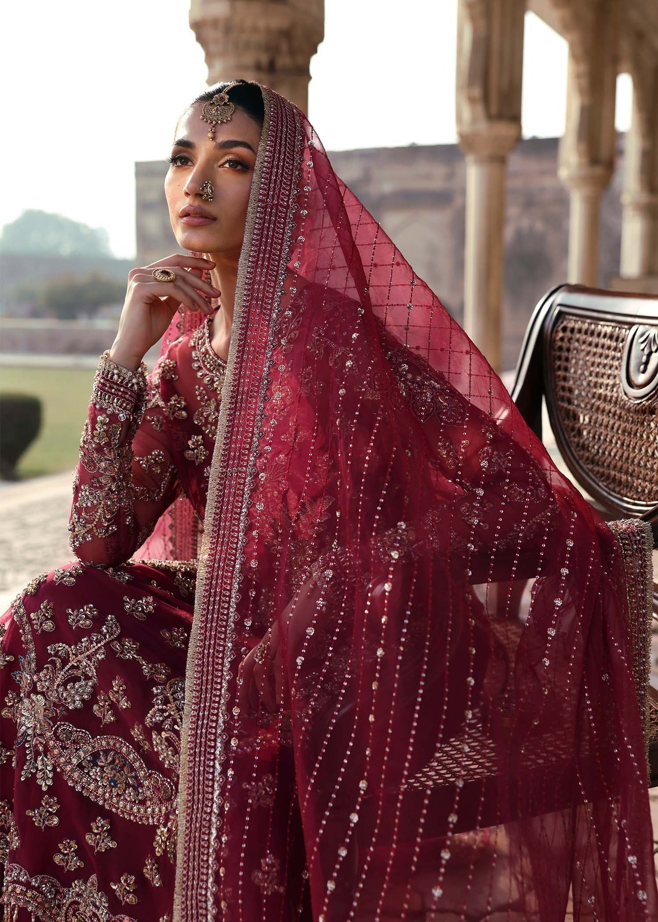 Akbar Aslam | Rajkumari Bridals | Gulrukh L Maroon Organza