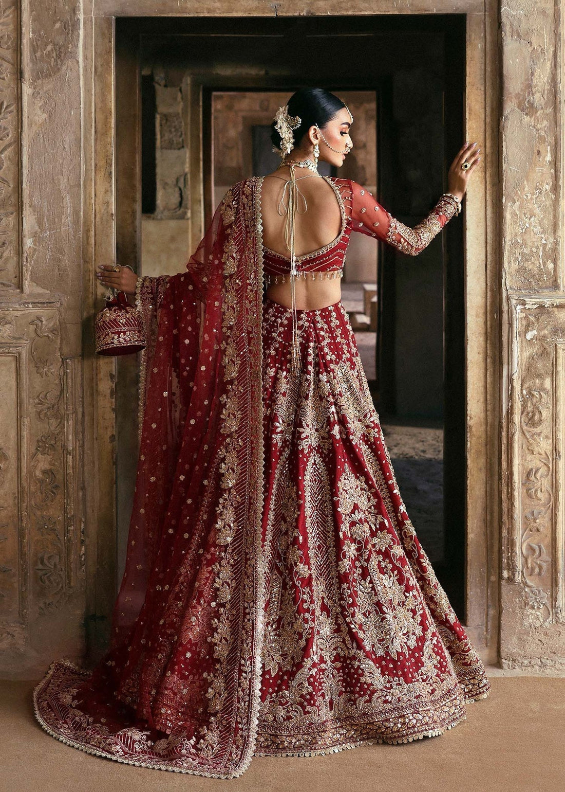 Akbar Aslam | Rajkumari Bridals | Rajbano XS Maroon Net