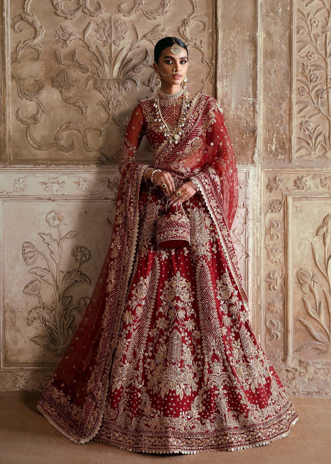 Akbar Aslam | Rajkumari Bridals | Rajbano Custom Size Maroon Net