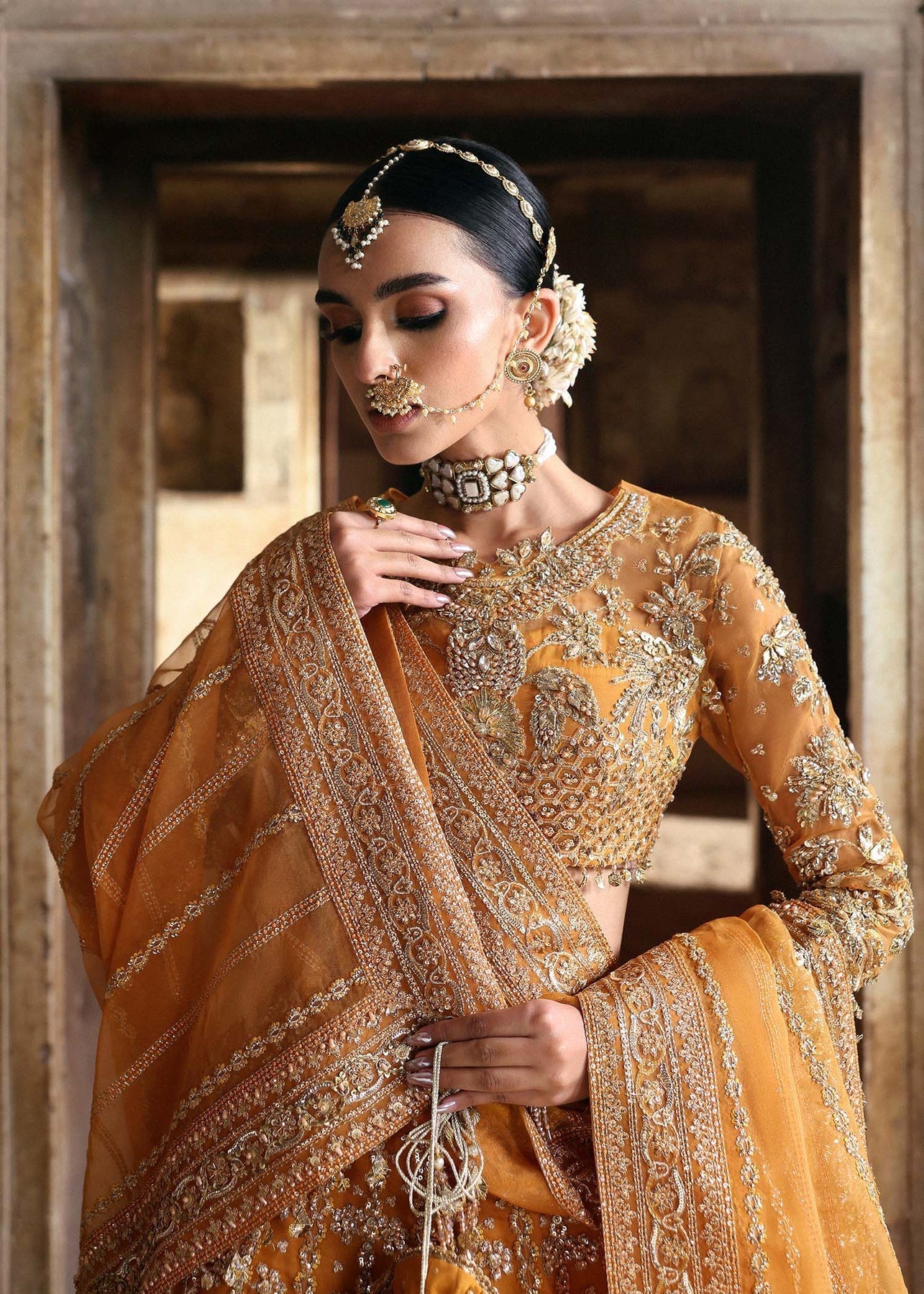 Akbar Aslam | Rajkumari Bridals | Noorani Custom Size Bronze Net
