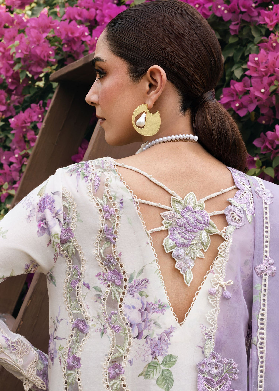 Crimson | Tasawar 25 | LAVENDER FALL - D5B XS White Organza