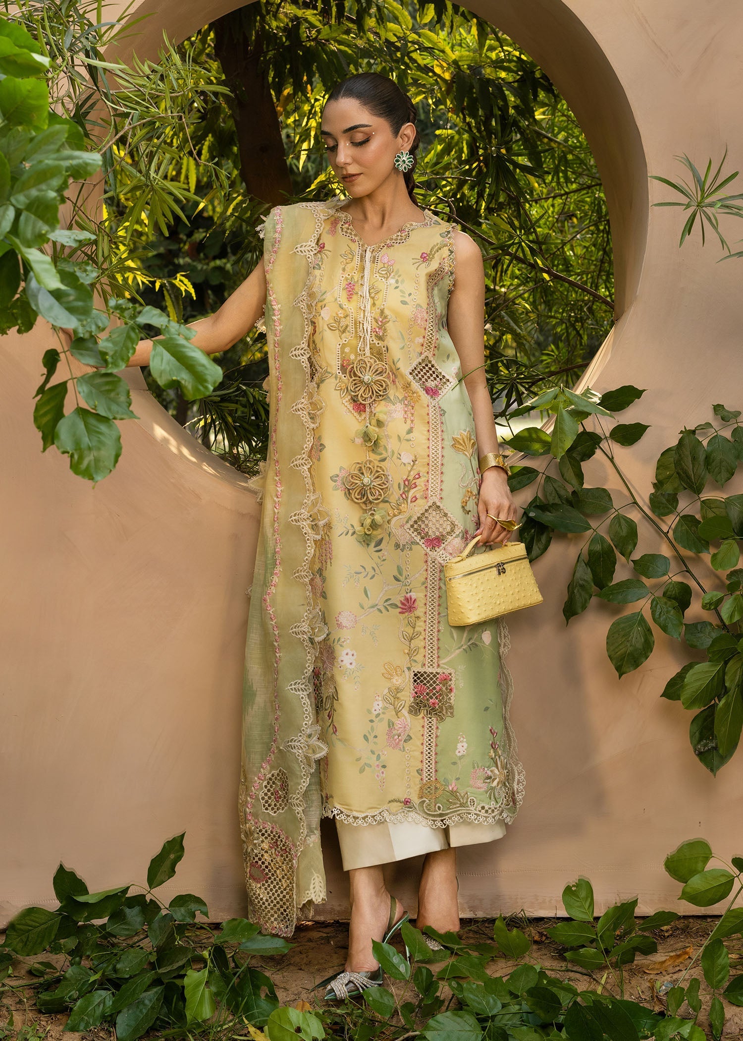 Crimson | Tasawar 25 | BONJOUR AND BLOOM - D4A L Lemon Yellow Organza
