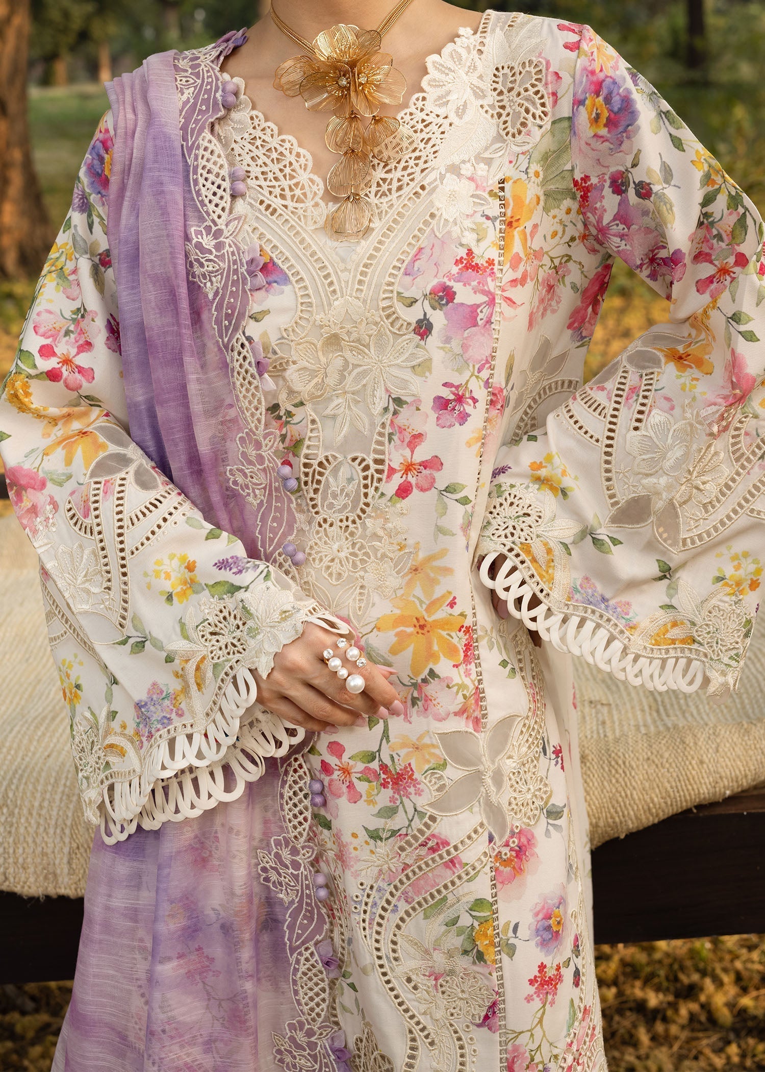 Crimson | Tasawar 25 | PETALS AND PROMISES - D2B M Off White Organza