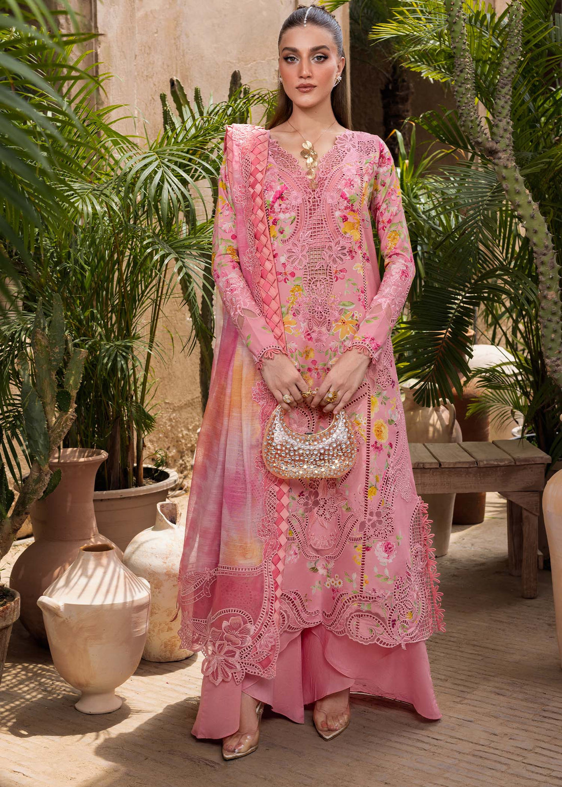 Crimson | Tasawar 25 | PETALS AND PROMISES - D2A XS Rose Pink Organza