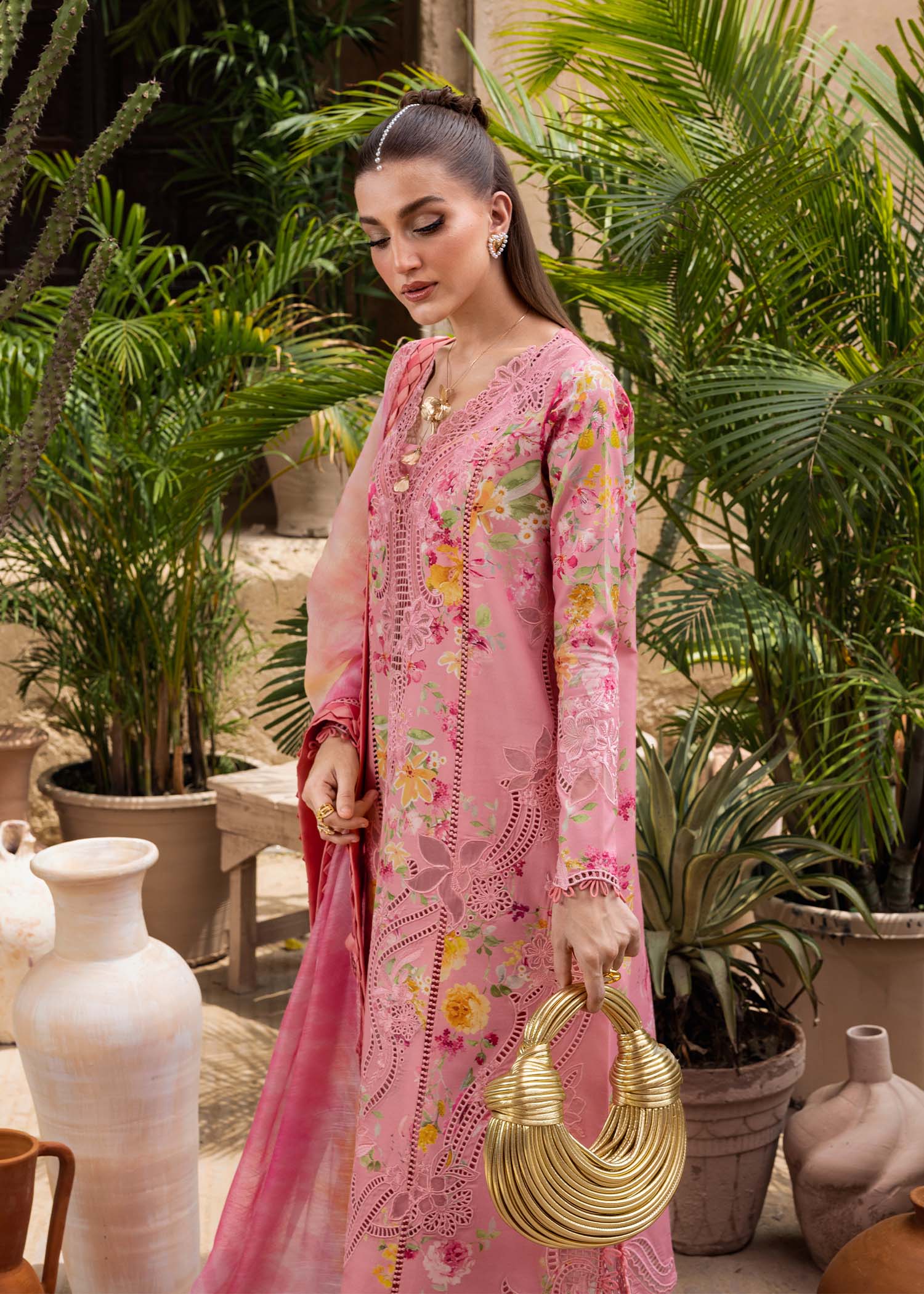 Crimson | Tasawar 25 | PETALS AND PROMISES - D2A M Rose Pink Organza
