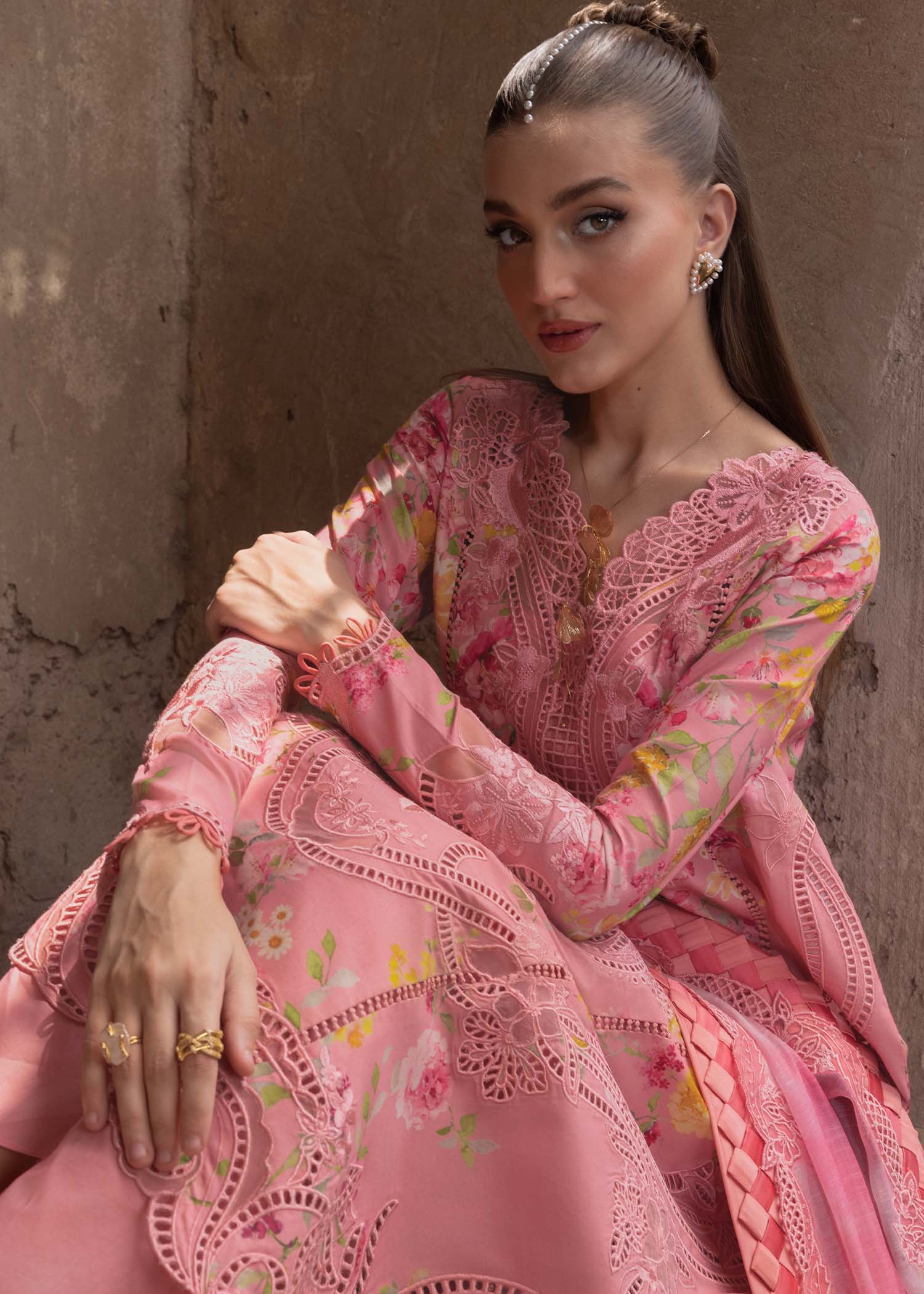 Crimson | Tasawar 25 | PETALS AND PROMISES - D2A L Rose Pink Organza