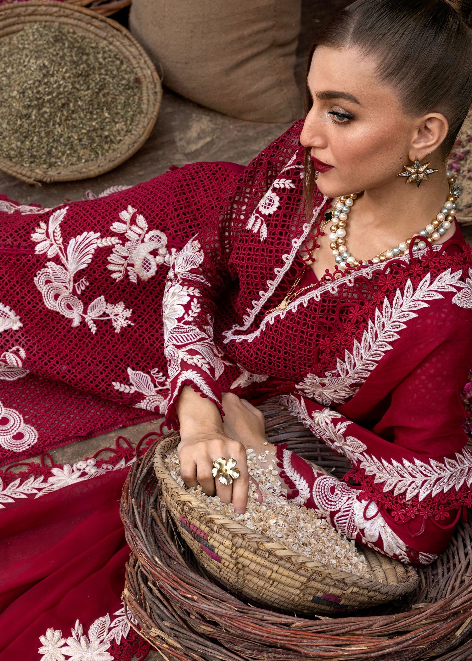 Crimson | Tasawar 25 | ONE TRUE LOVE - D6A M Red Organza