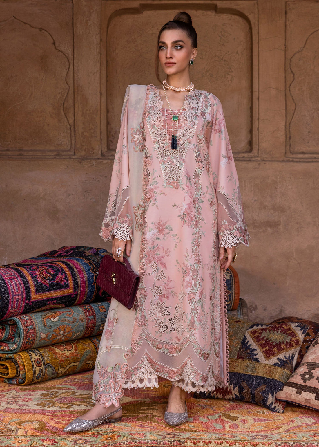 Crimson | Tasawar 25 | LAVENDER FALL - D5A XS Pink Organza
