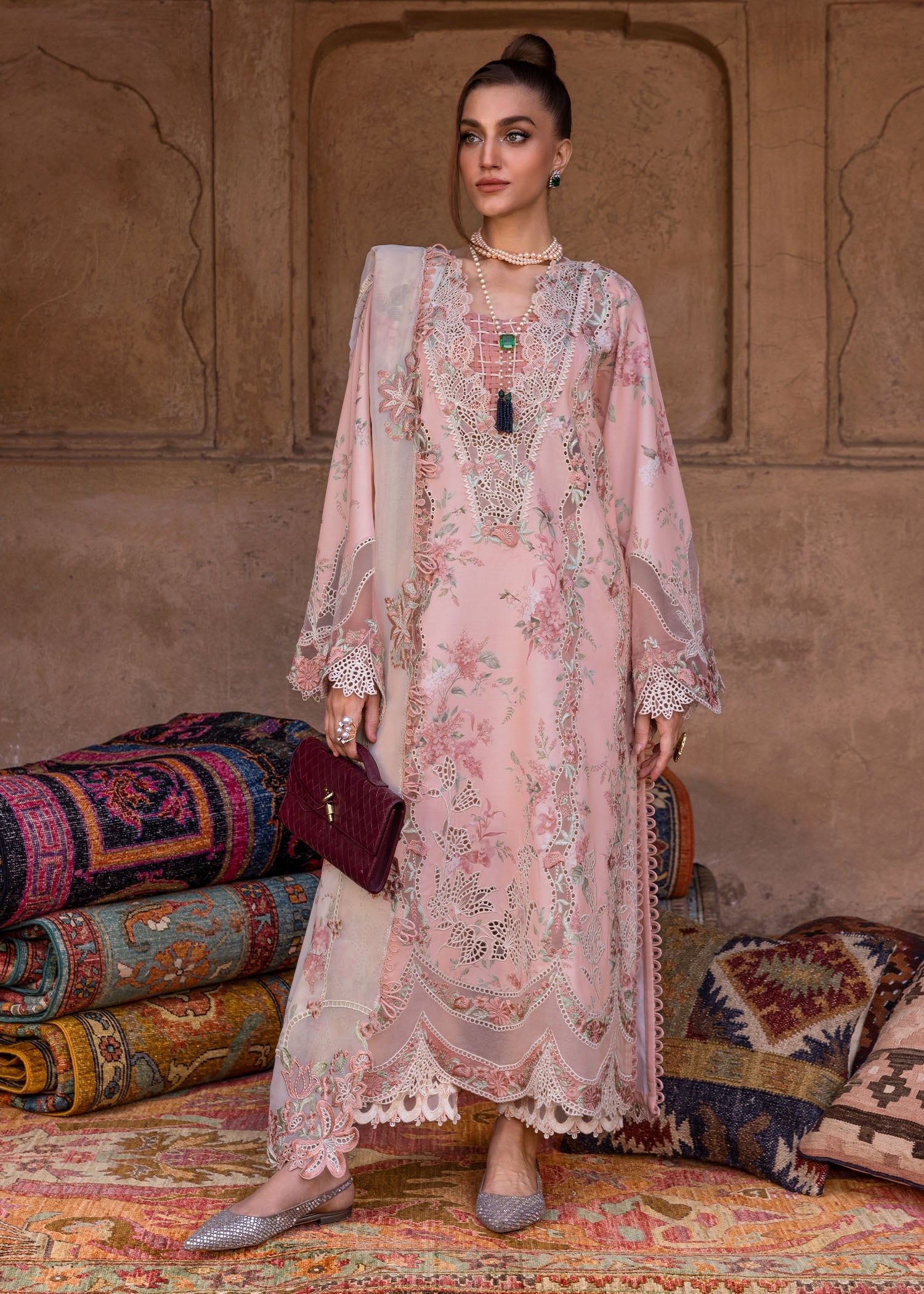 Crimson | Tasawar 25 | LAVENDER FALL - D5A XS Pink Organza